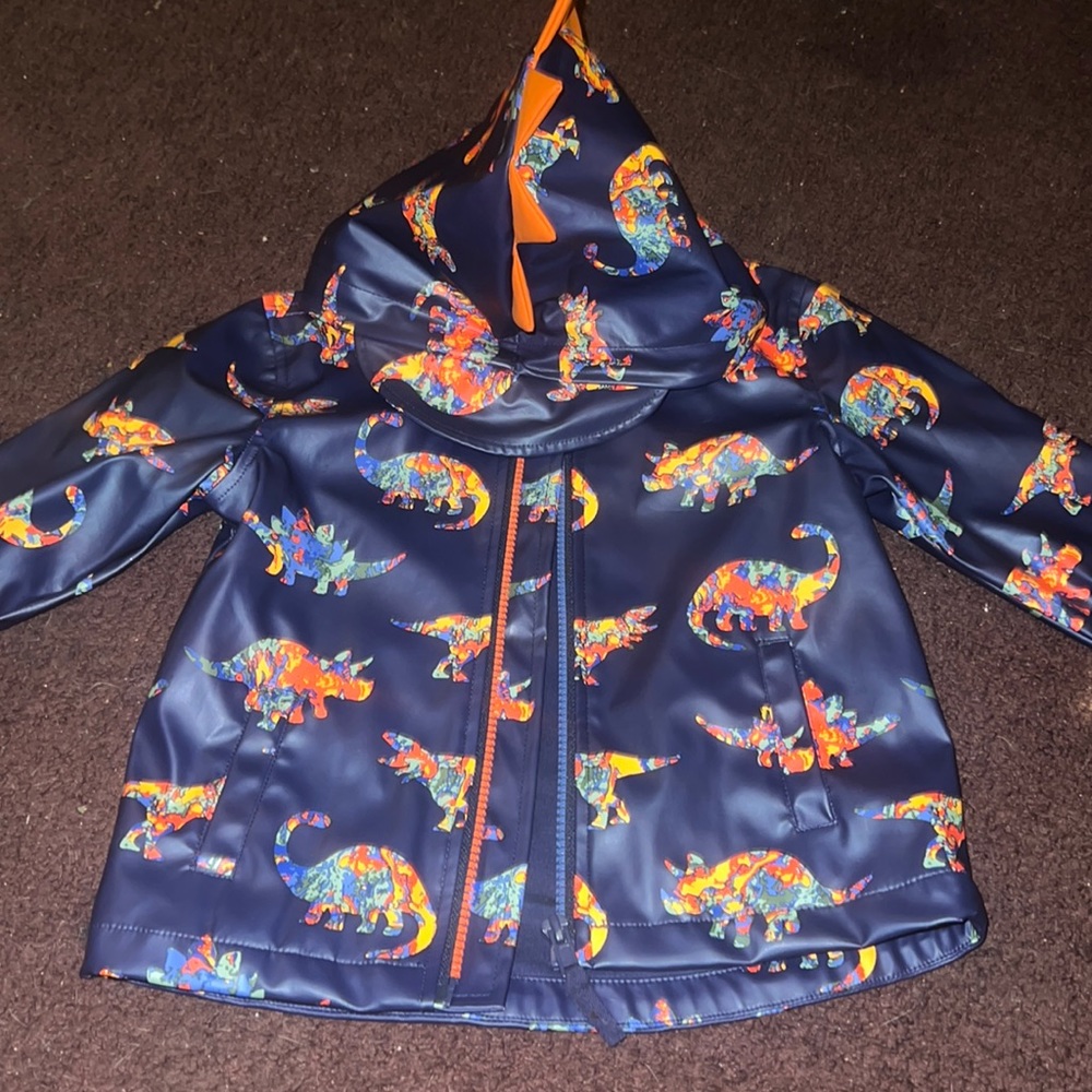 Boys 24month RainCoat gently used! Hood is a dinosaur 🦖 see photos super cute